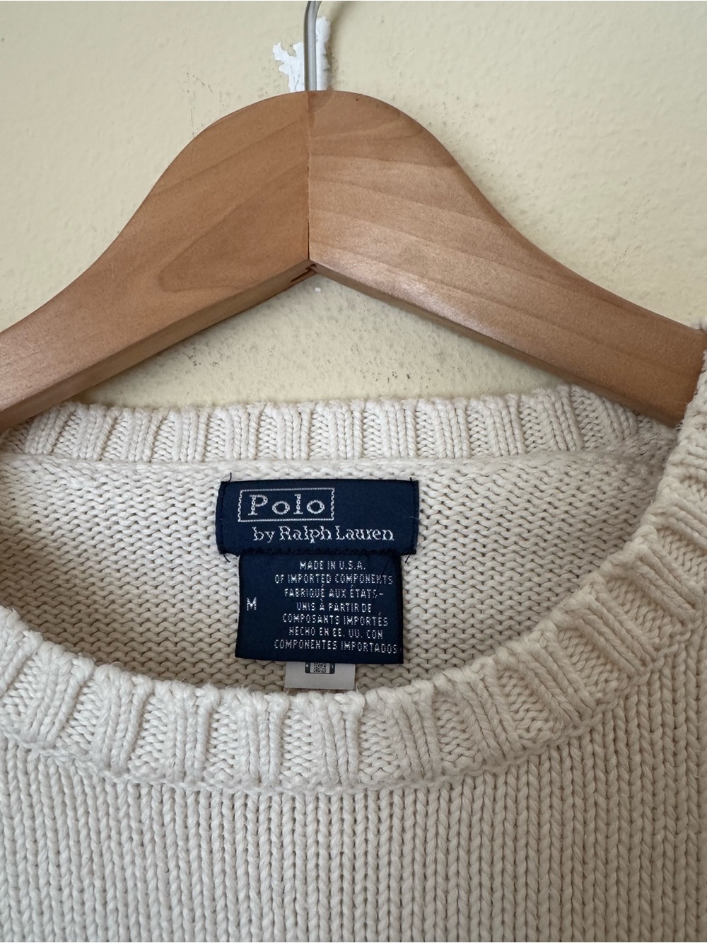 Polo Ralph Lauren American Flag Sweater USA Knit Crewneck Cream Size Medium - Picture 3 of 7